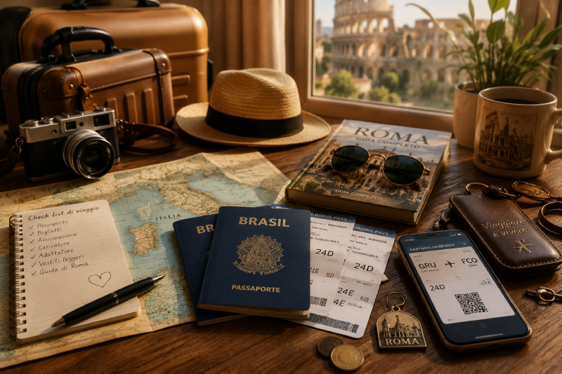 Passaporti e valigie pronti per un viaggio internazionale