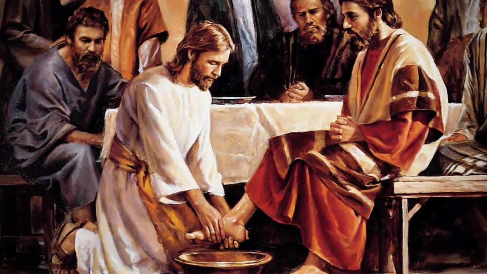 Cristo lavando os pés dos discípulos como símbolo do serviço cristão e da ética na política